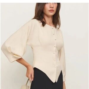 Reformation Martha Top Blouse Sz12 Sugar Beige Tan